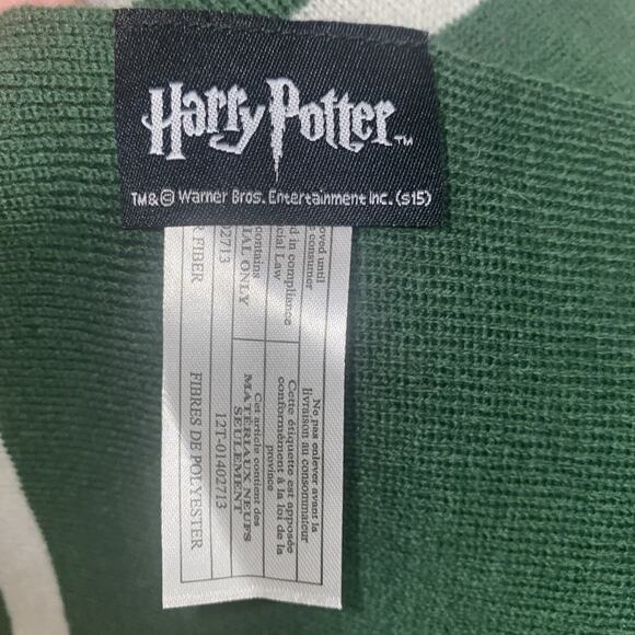 Harry Potter Slitherin Winter Scarf 80” X 6” Green and Grey Stripes - Picture 3 of 3